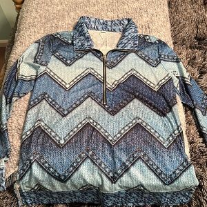 Blue Half-Zip Long Sleeve Shirt